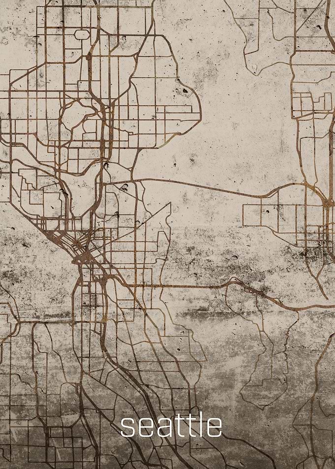 Seattle Rusty Street Map