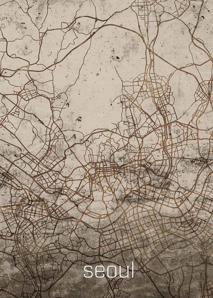 Seoul Rusty Street Map