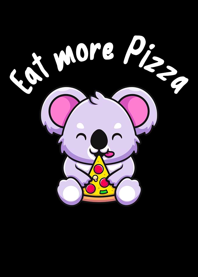 Cute Koala Eats Pizza