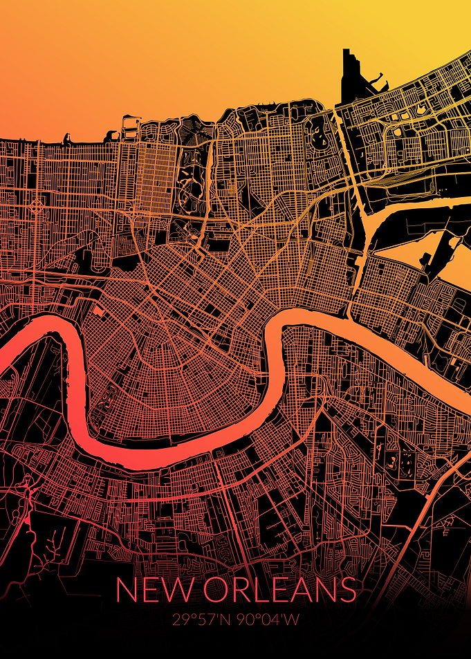 New Orleans Map Orange