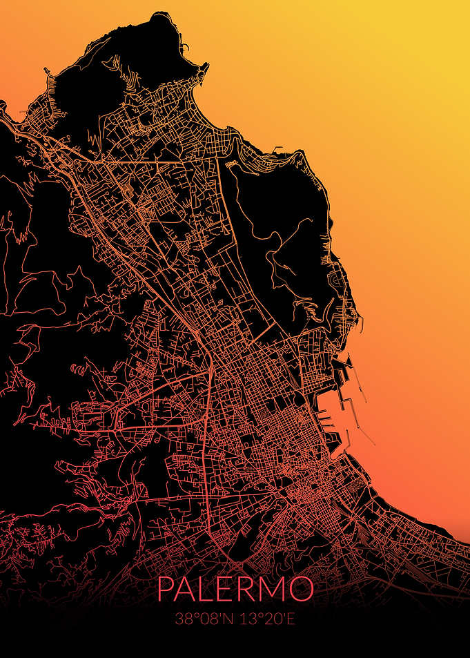 Palermo Map Black Orange