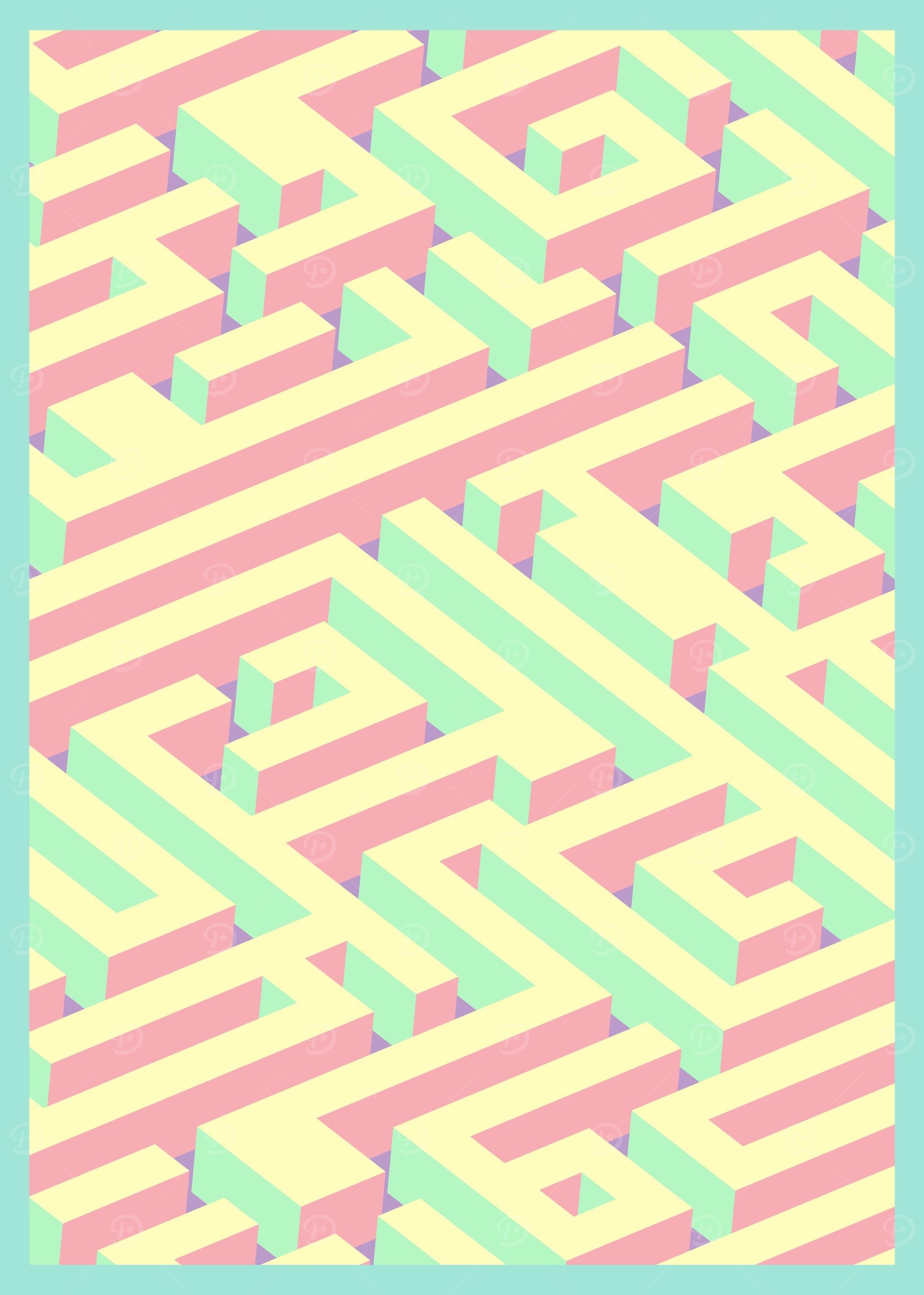 Maze vector art in pastel