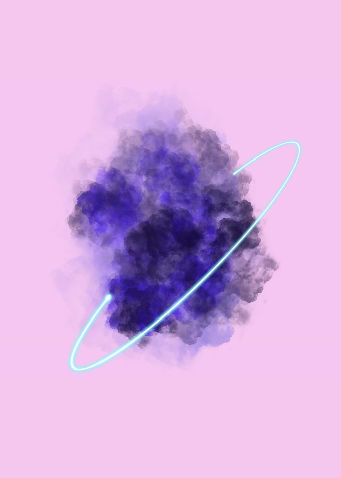 Blue cloud green circle