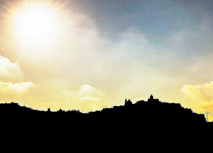 Shape of Ostuni at sunset