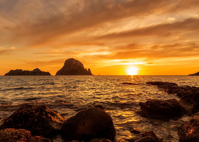 Sunset Es Vedra beach sea