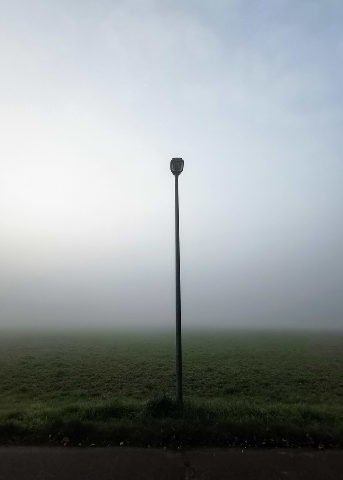 lantern in the morning fog