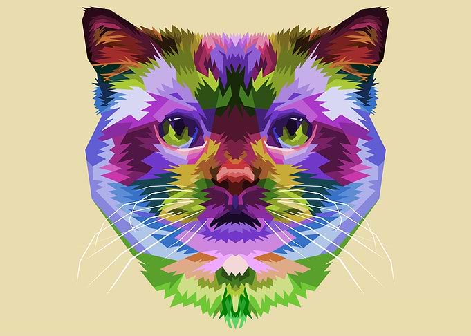 colorful cat head on pop