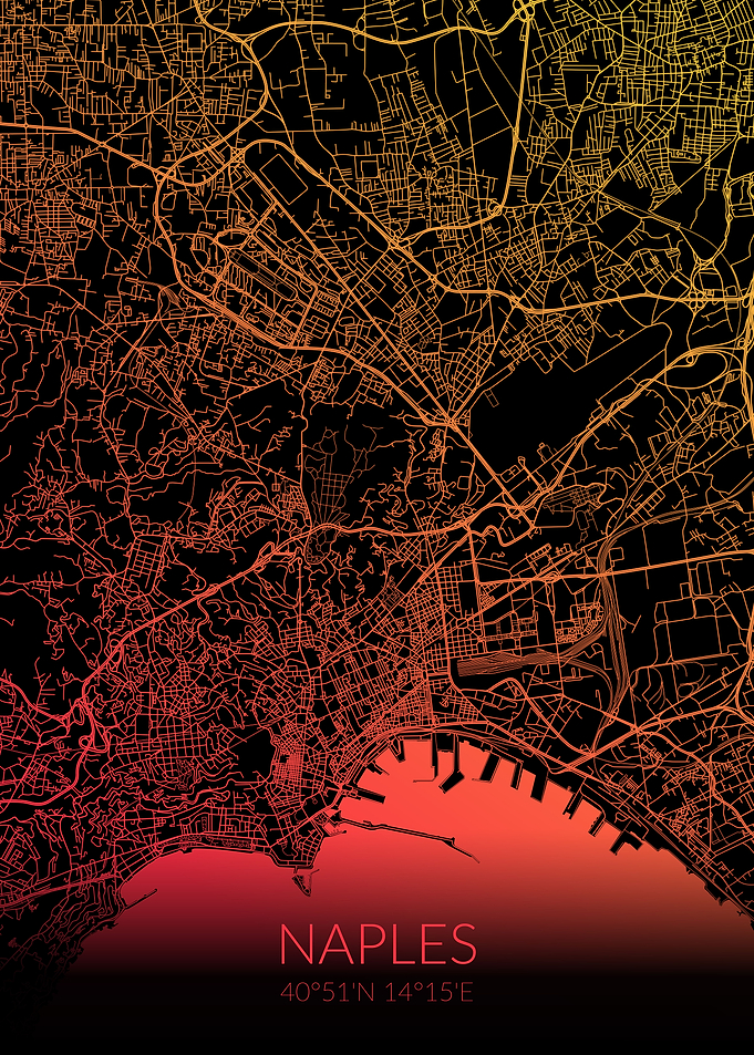 Naples Map Black Orange