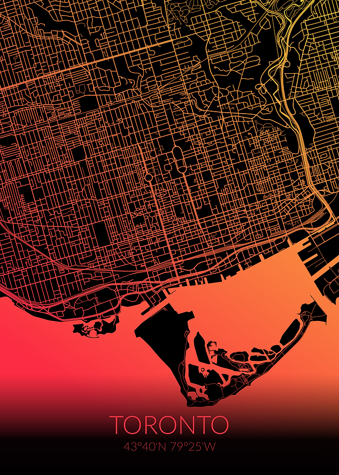 Toronto Map Black Orange