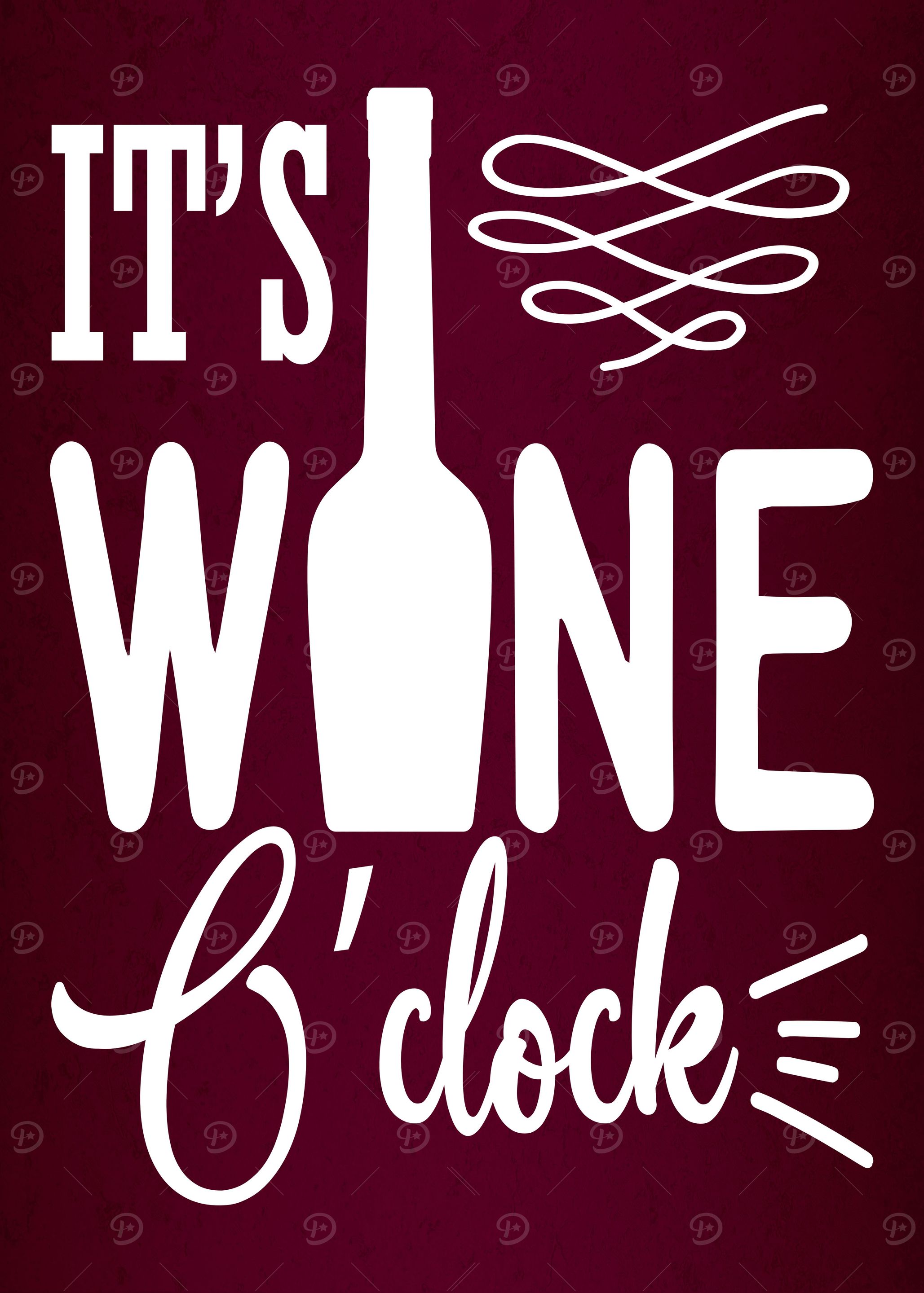Wine o Clock Funny Wallart