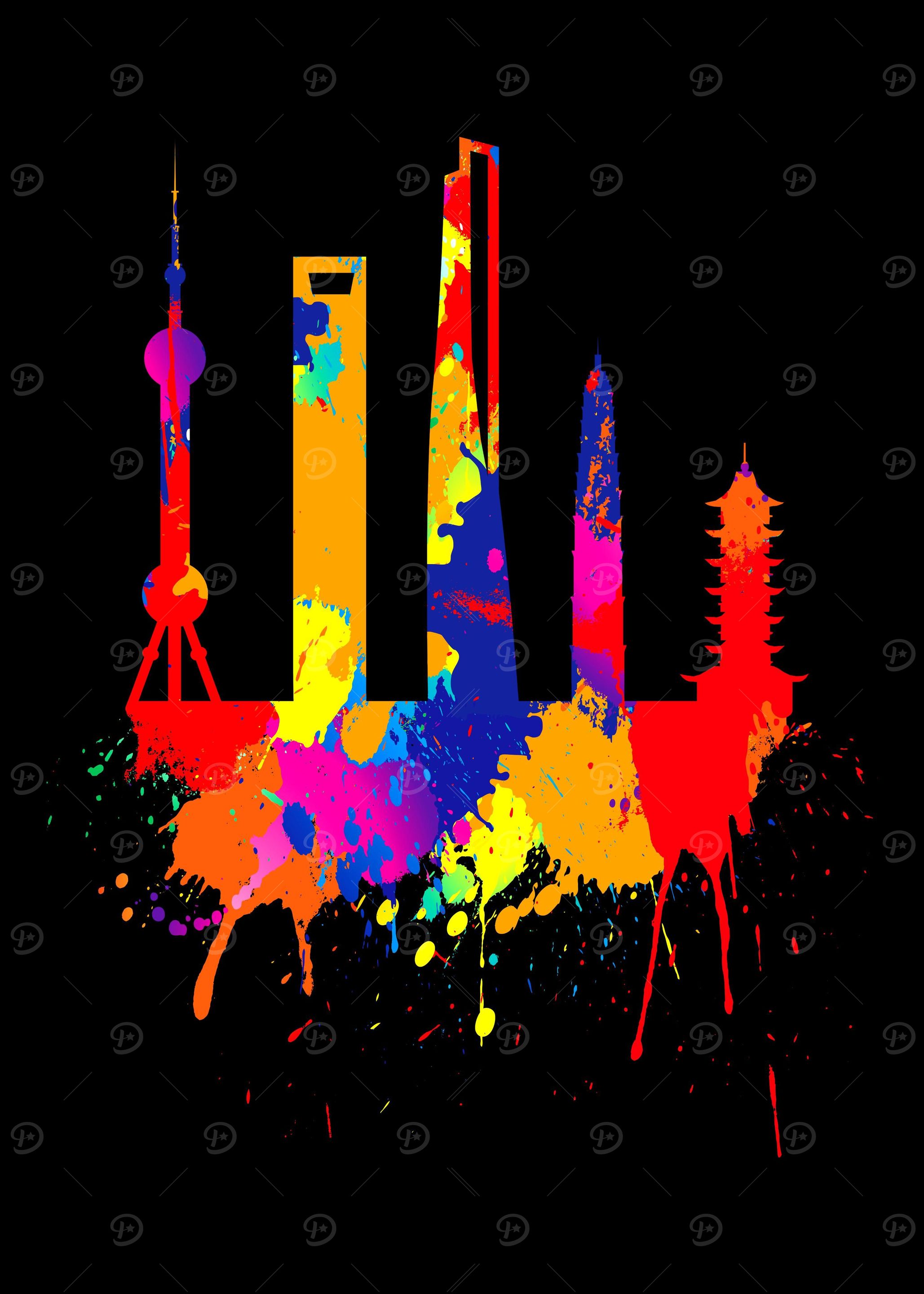 Shanghai Skyline Painting