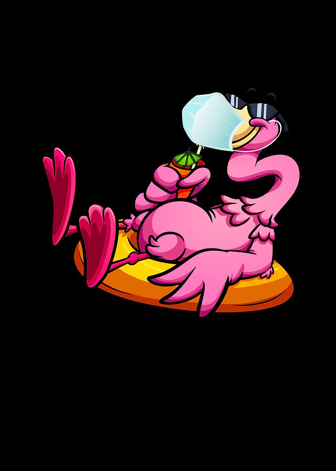 Flamingo with Face Mask