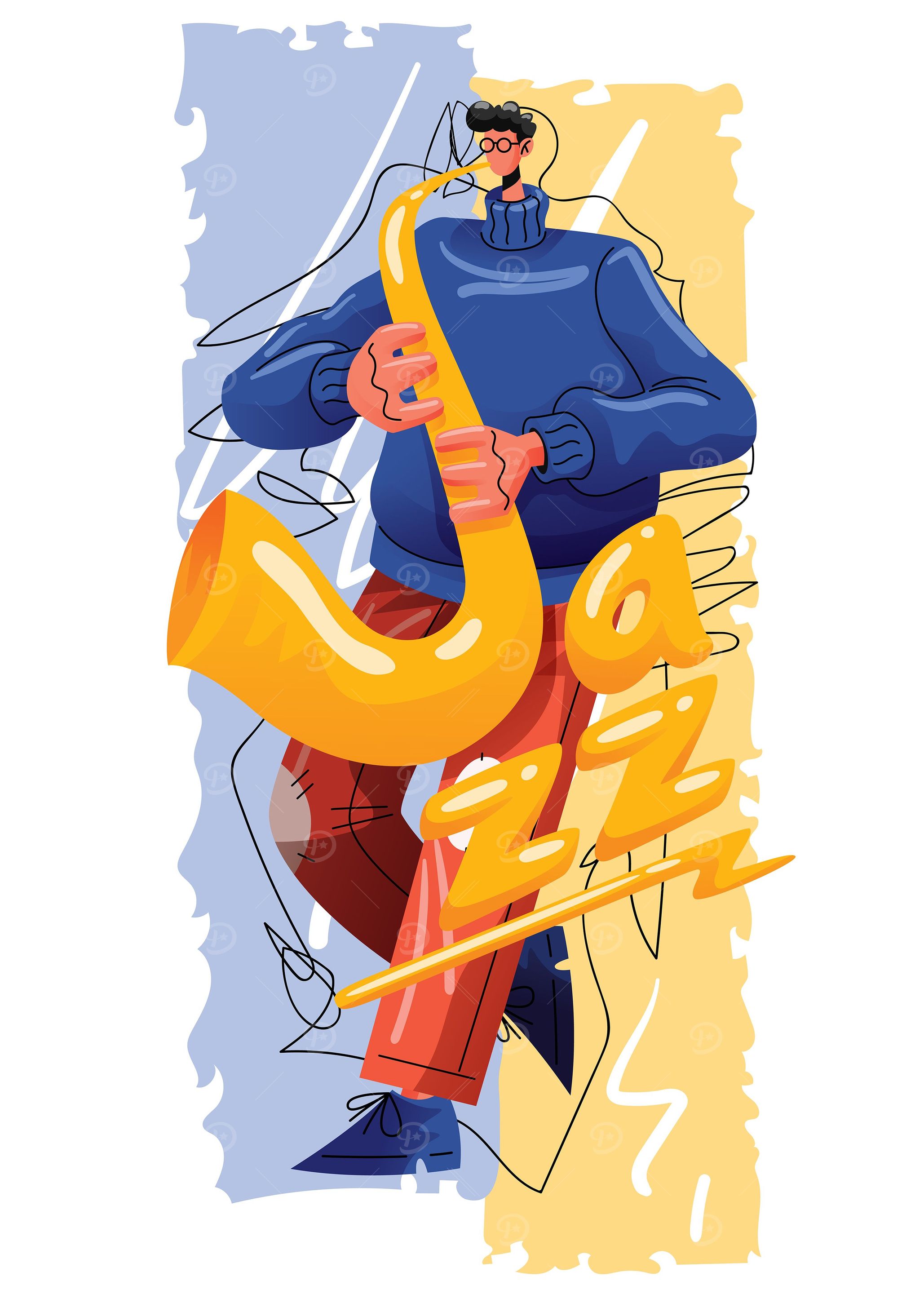 Jazz Saxophone Caricature