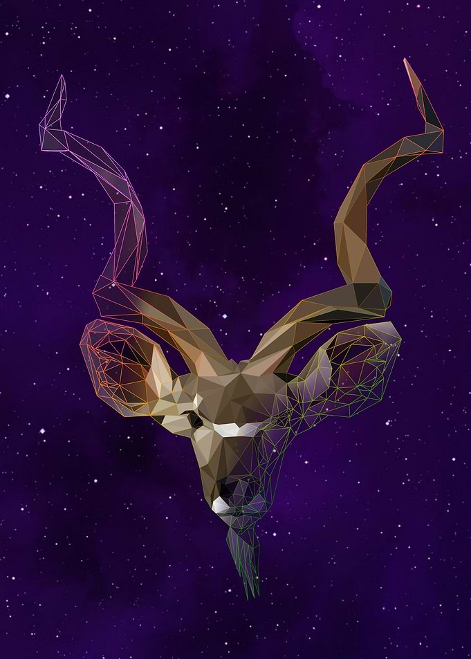 kudu on modern art lowpoly