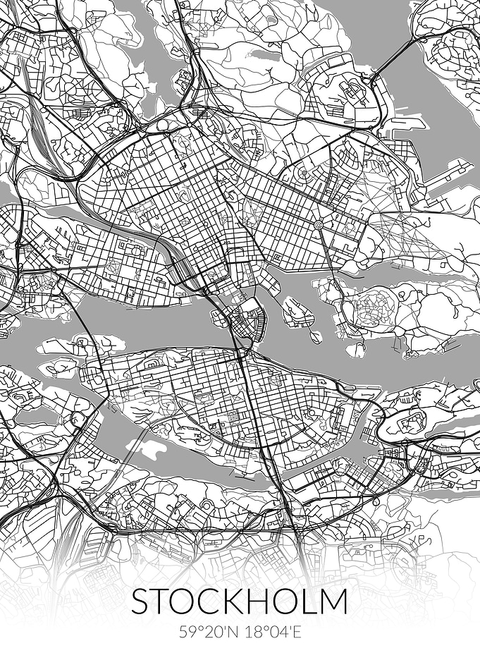 Stockholm City Map White