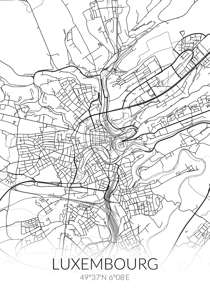 Luxembourg City Map White