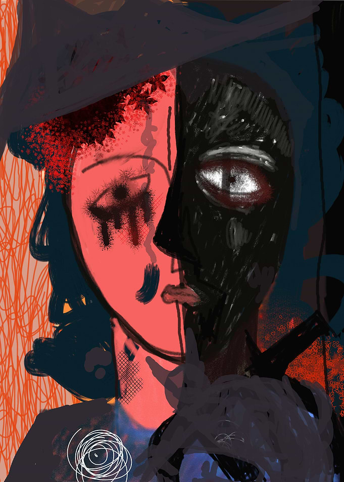 lady in the dark with cat