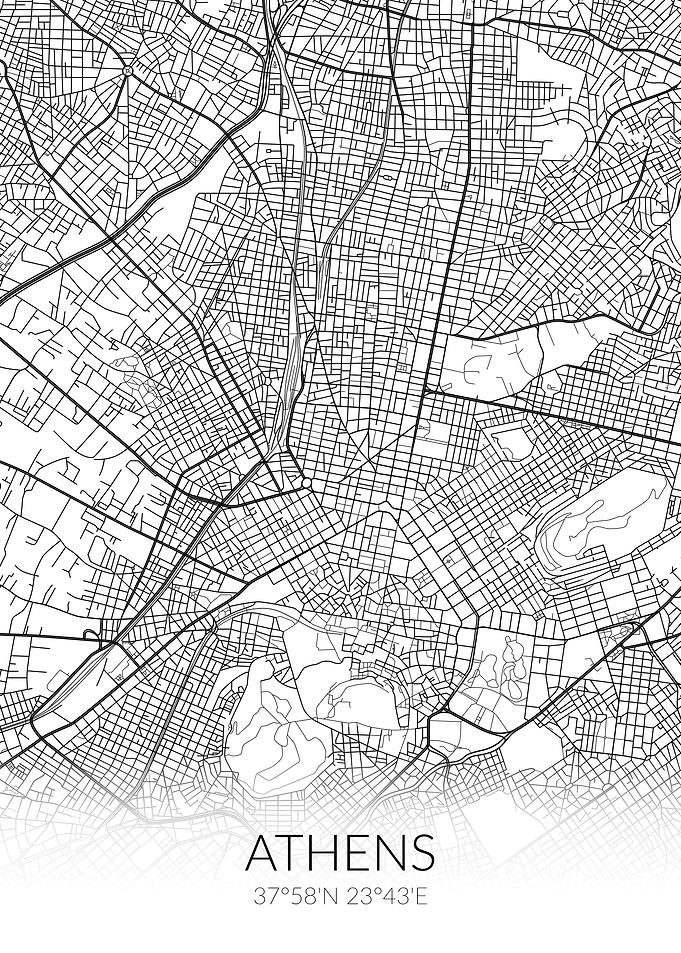 Athens City Map White