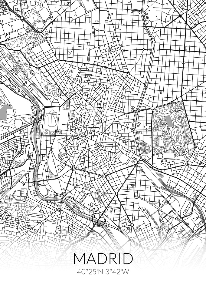 Madrid City Map White