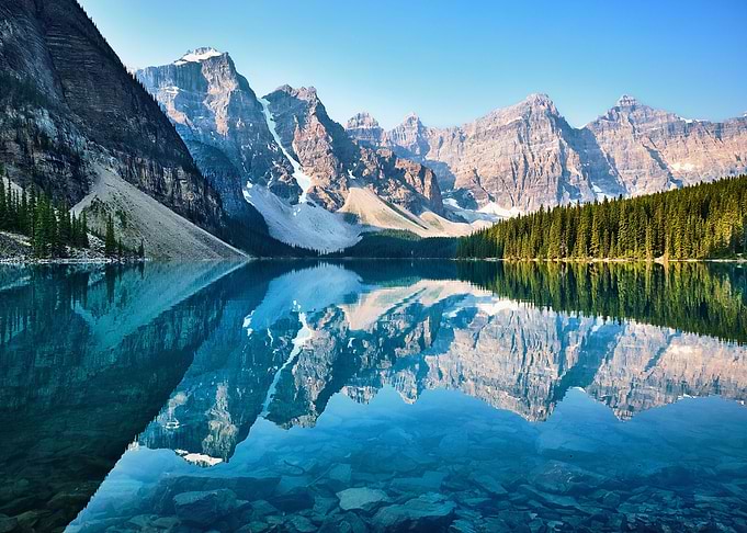 Mountains at lake nature