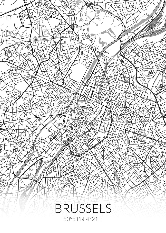 Brussels City Map White