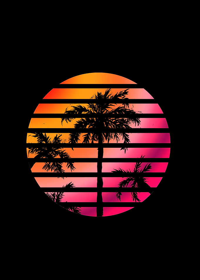 Palm Trees Sunset Circle