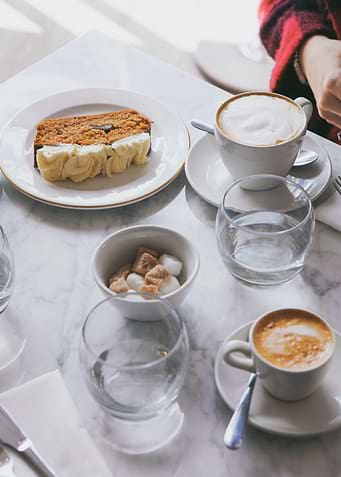 With coffee