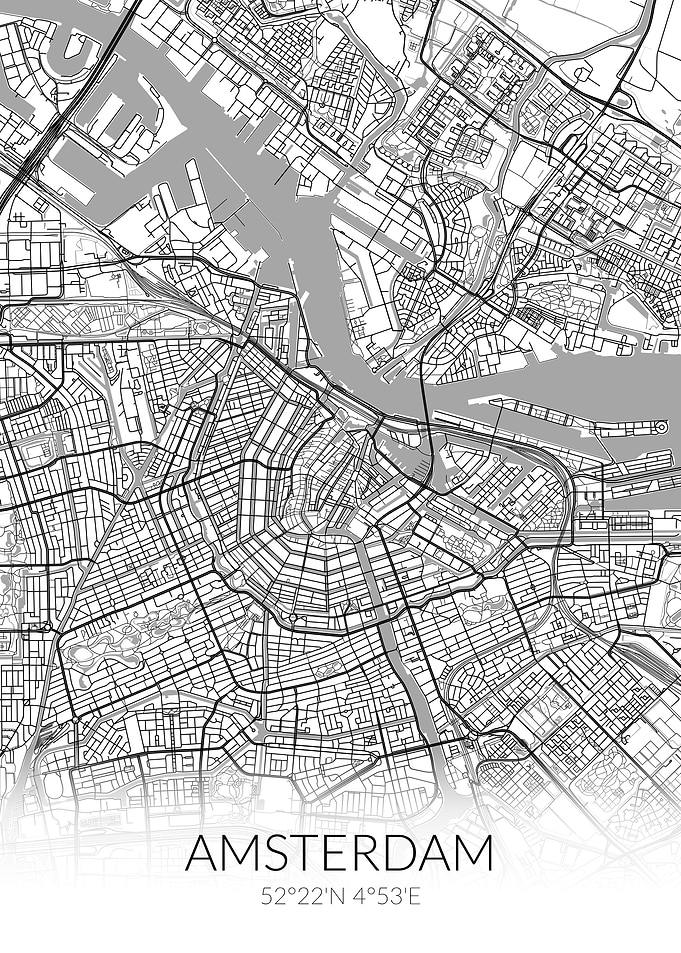 Amsterdam City Map White