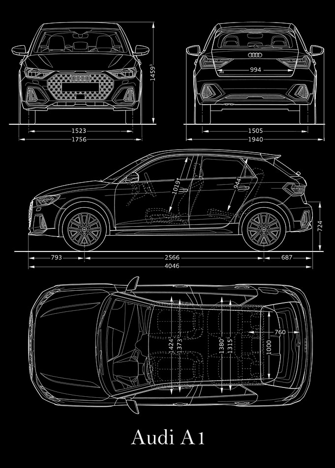 Audi A1 2019 Blueprint
