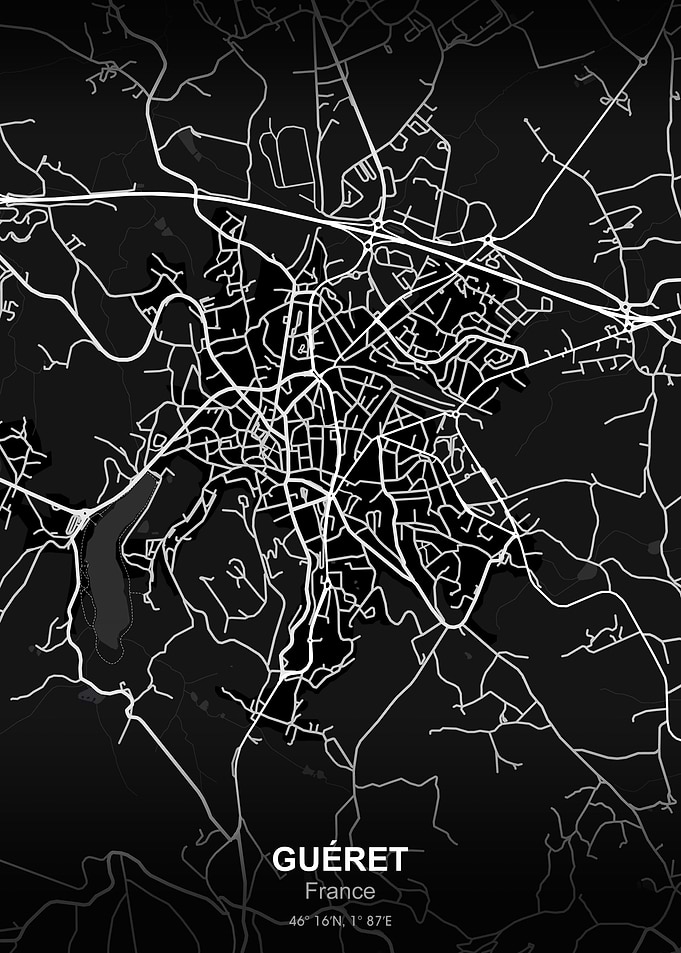 Gueret France BW map