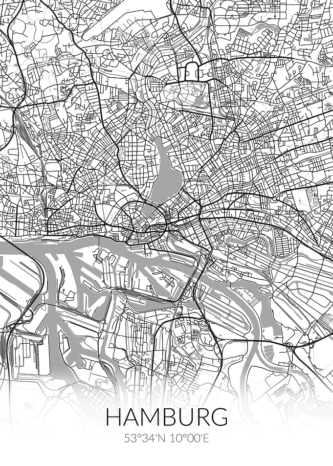 Hamburg City Map White