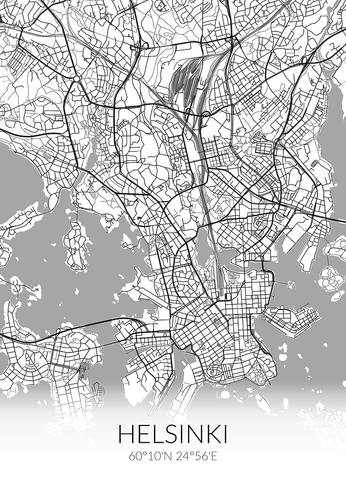Helsinki City Map White