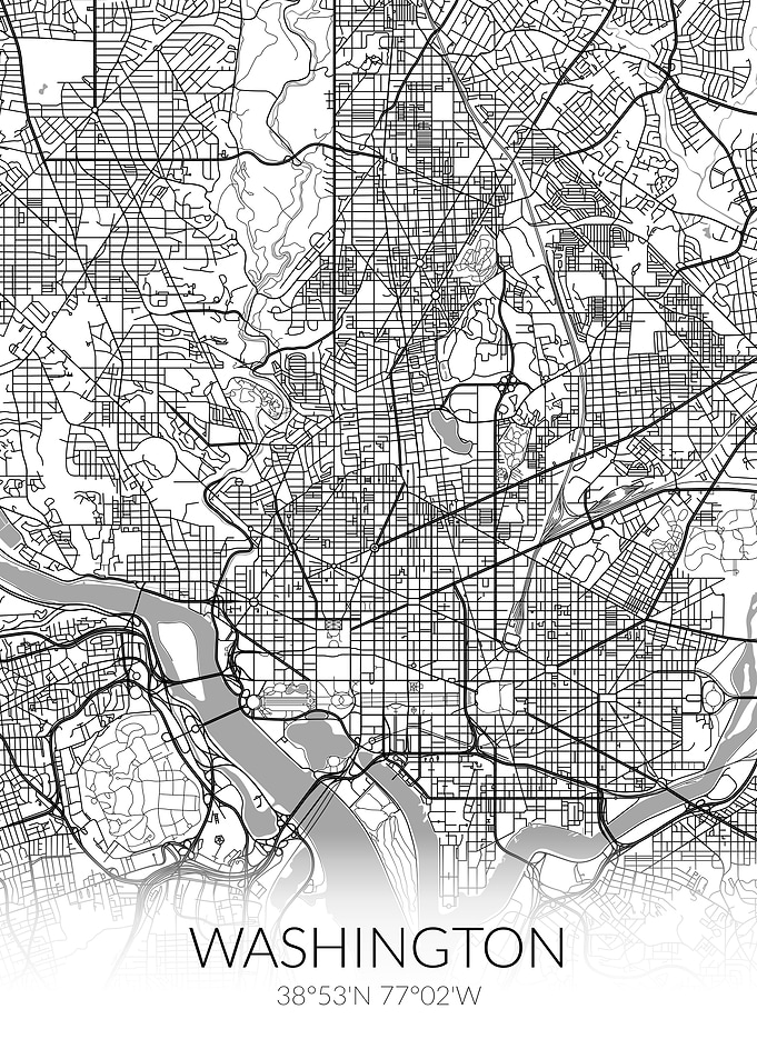 Washington City Map White