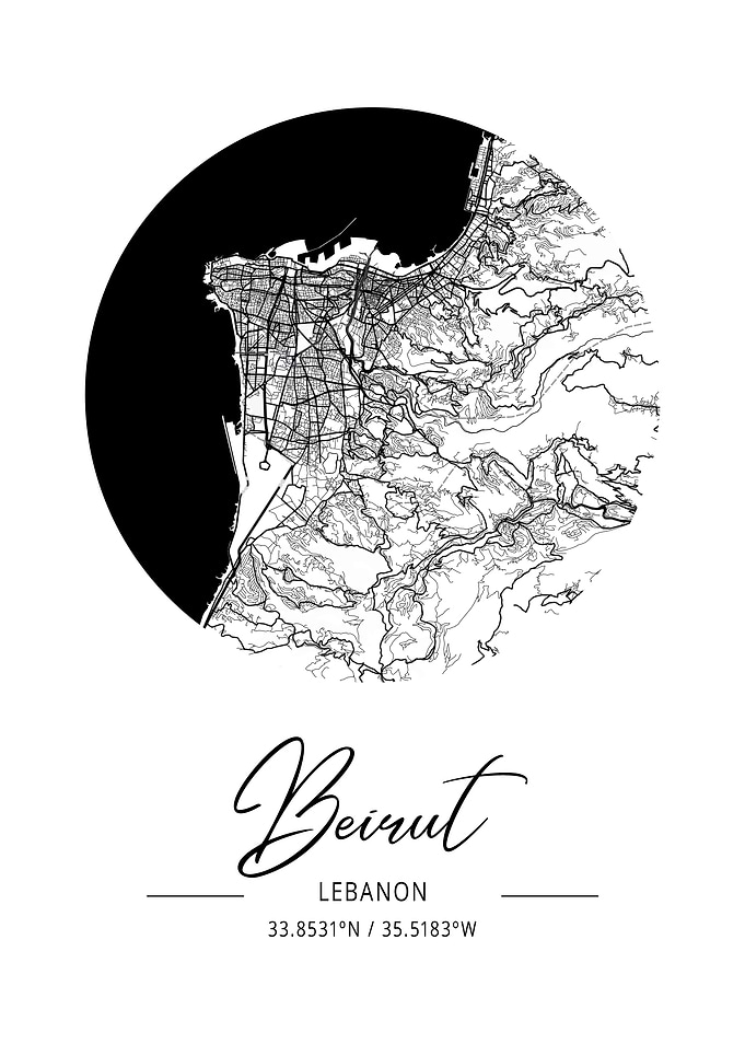 Beirut Area City Map