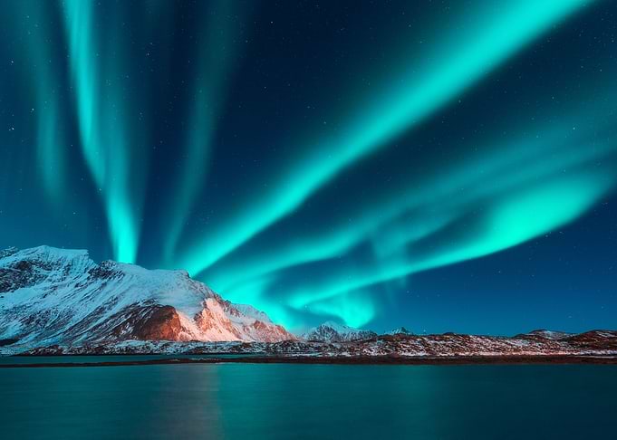 Aurora borealis landscape