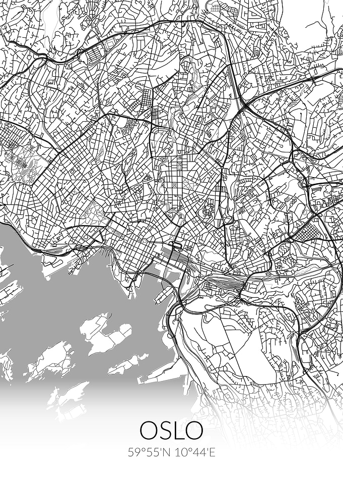 Oslo City Map White