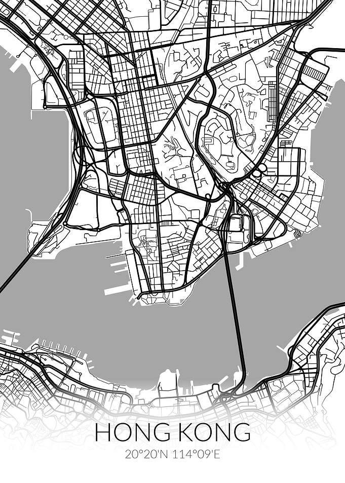 Hong Kong City Map White