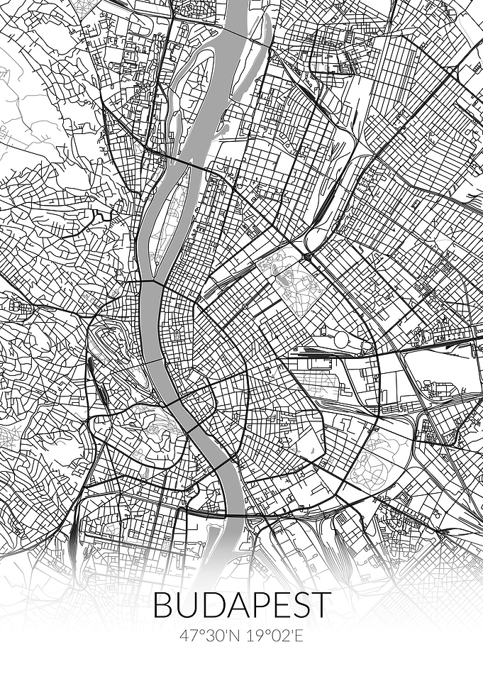 Budapest City Map White