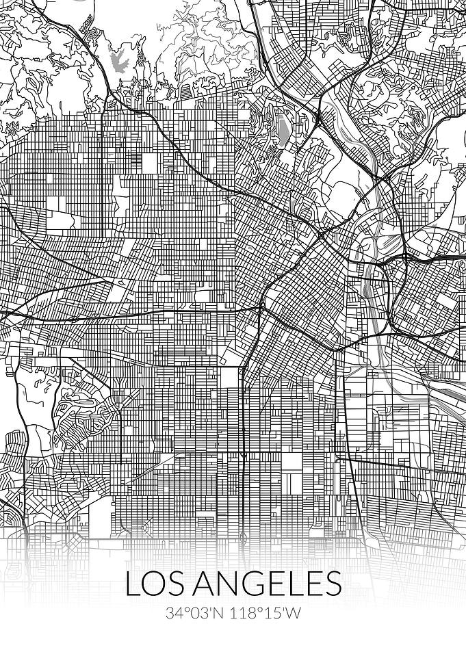 Los Angeles City Map White