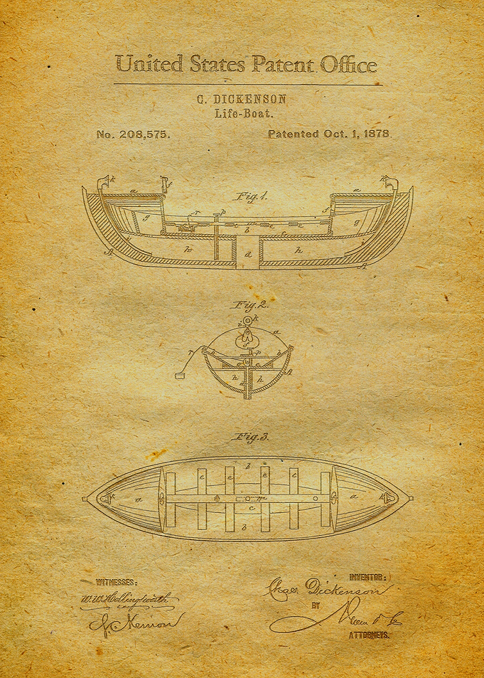 21 Life Boat Patent Print
