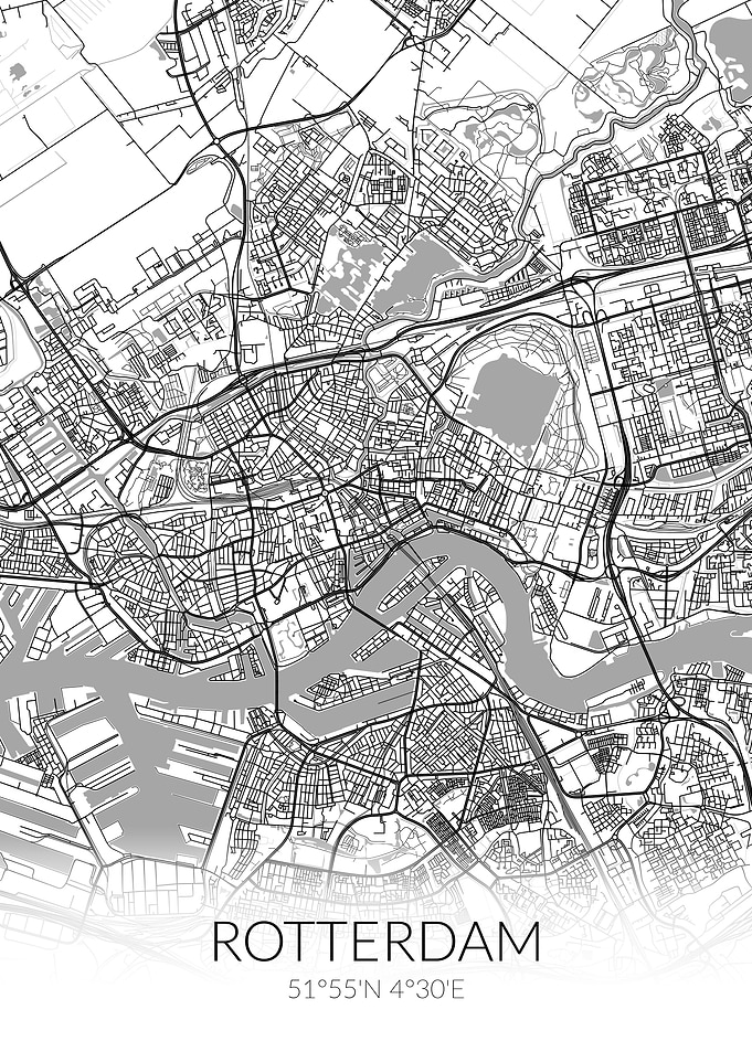 Rotterdam City Map White