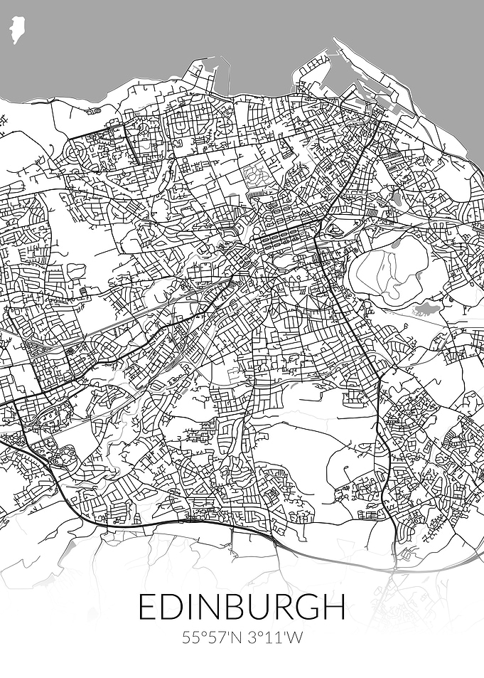 Edinburgh City Map White