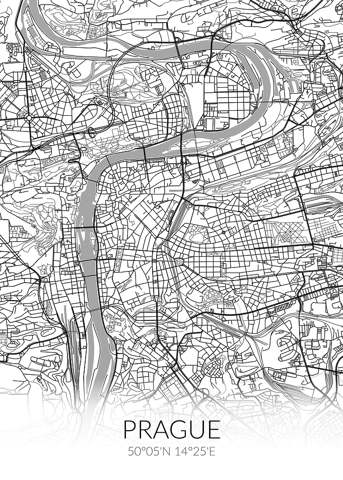Prague City Map White