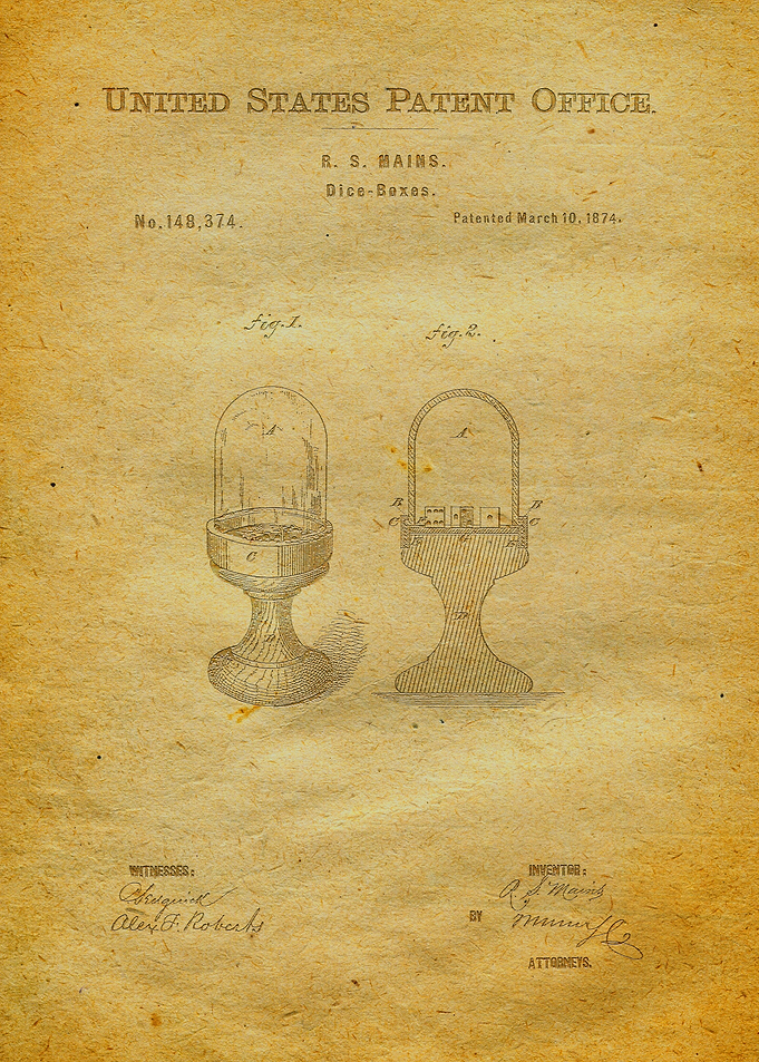 36 1874 Dice Box Patent