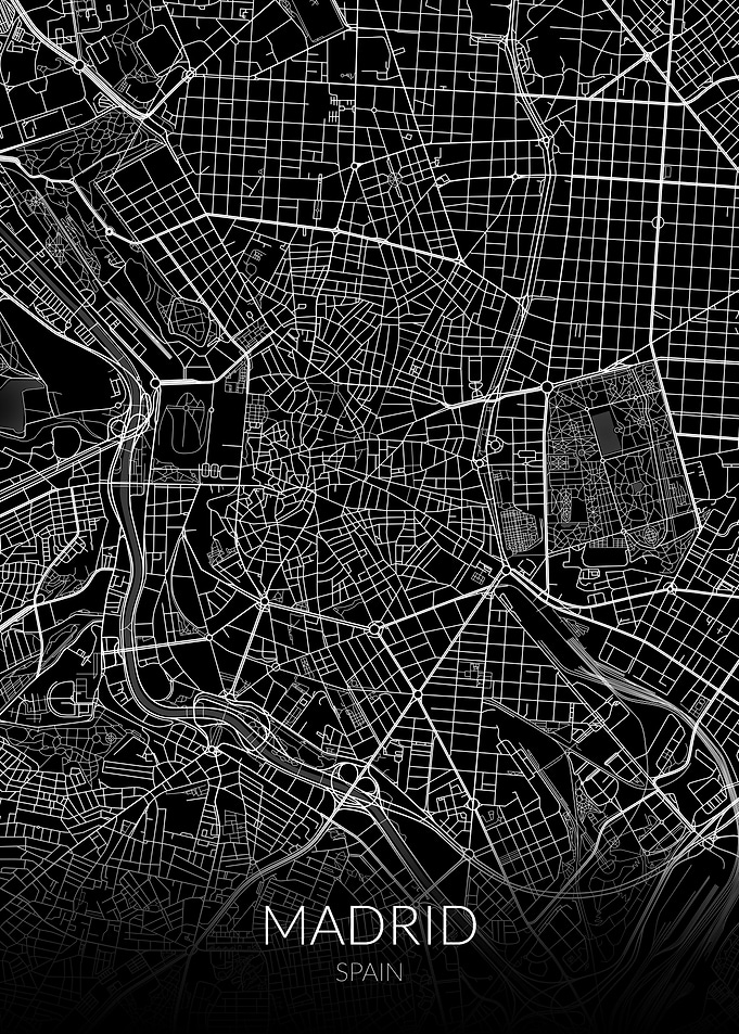 Madrid Map Black