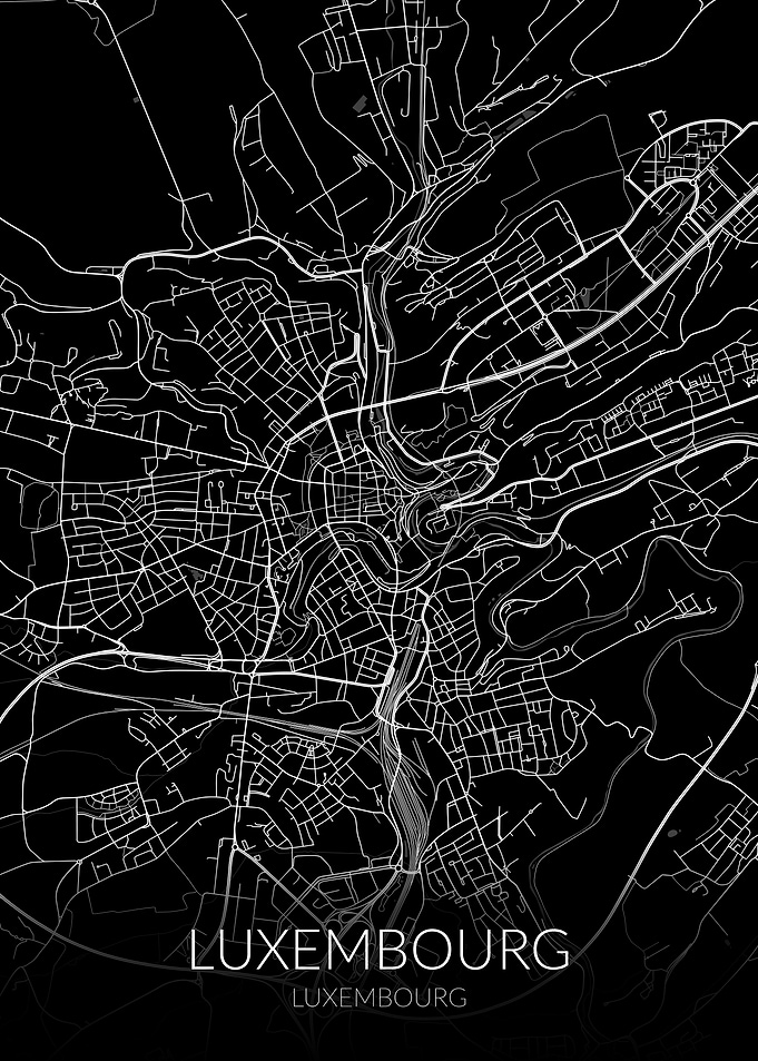 Luxembourg Map Black