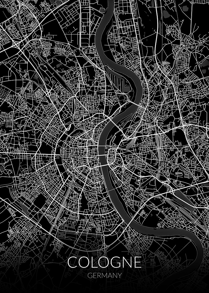 Cologne Map Black