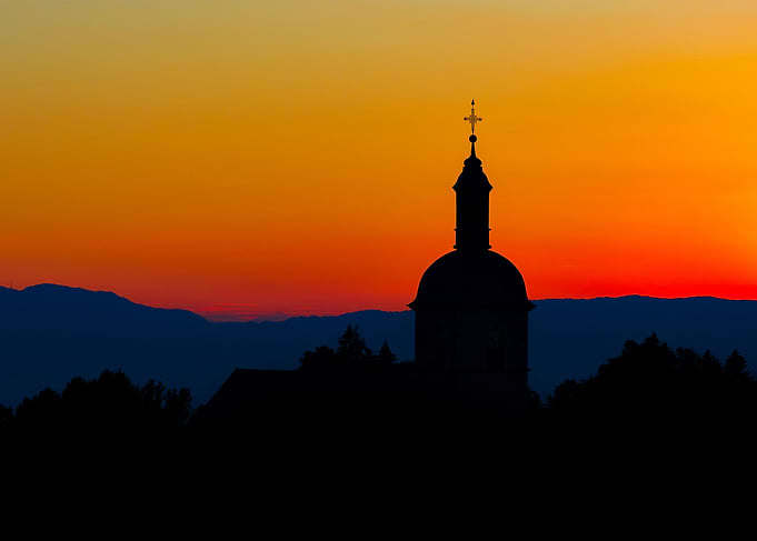 Sunset church