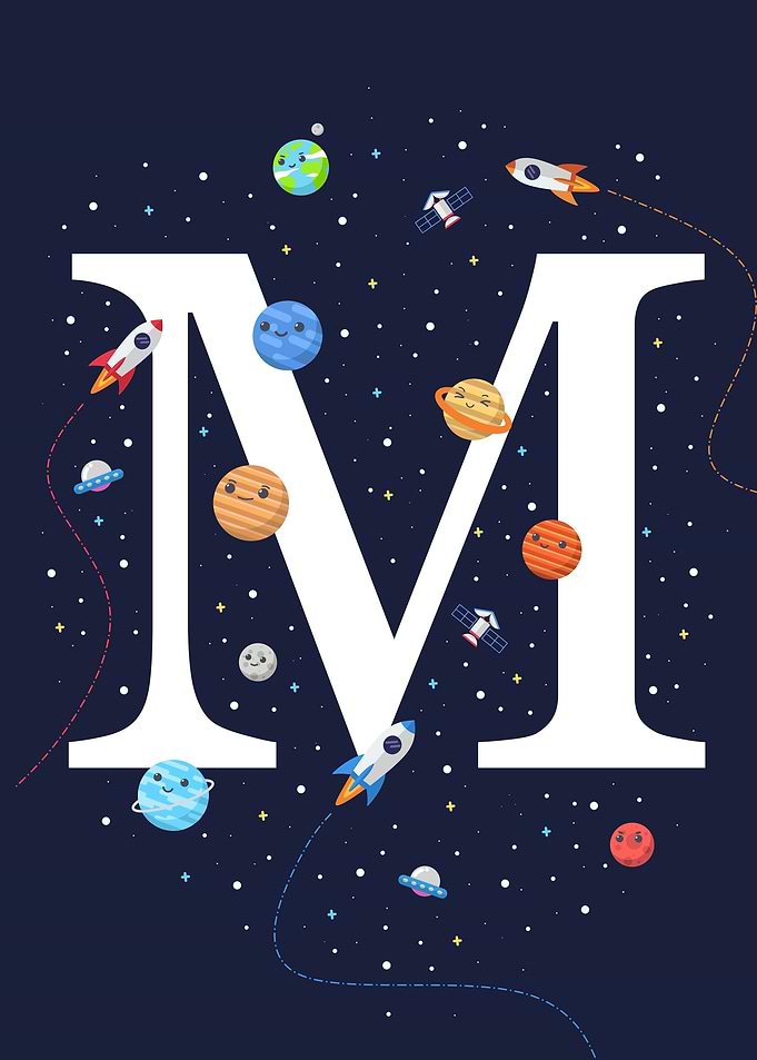 alphabet M outer space