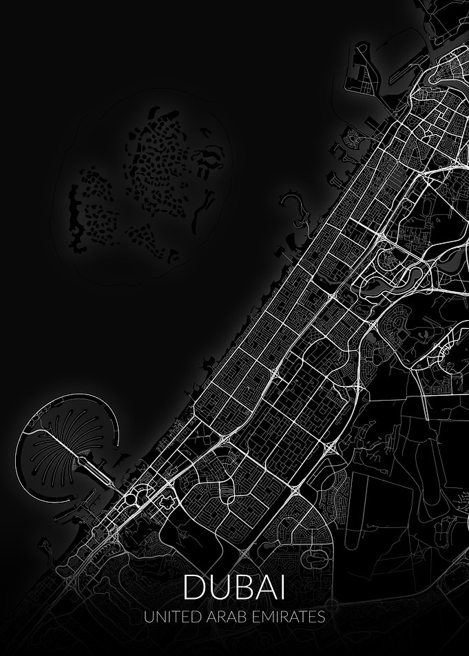 Dubai Map Black